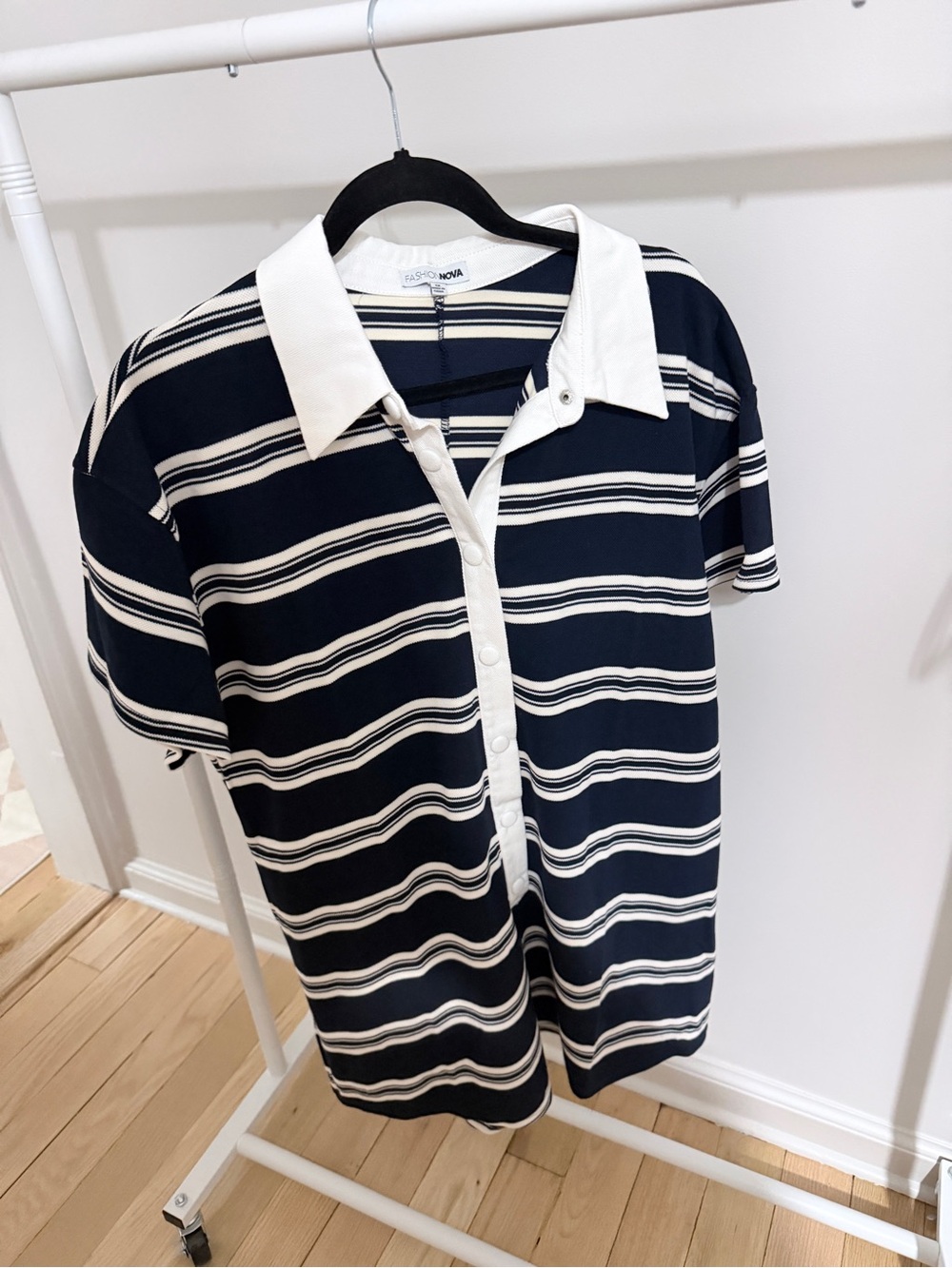 Navy and White Romper